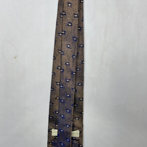 Joseph Abboud Men’s Necktie 3 ¾” Silk Brown / Copper & Navy Blue Geometric Italy - Picture 6 of 11